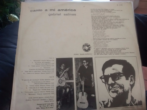 Vinilo Lp De Gabriel Salinas - Canto A Mi America (u604