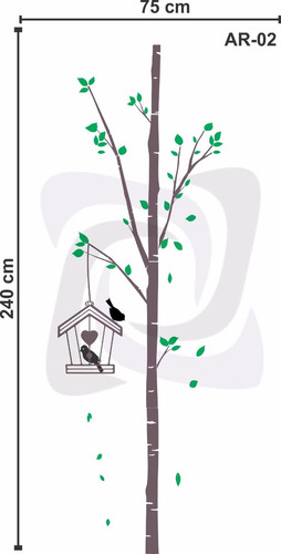 Adesivo Arvore Grande Seca Papel Paredes Florais Gigante Ar2
