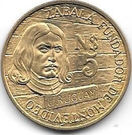 Moneda Uruguay 5 Pesos Año 1976 Zabala Excelente