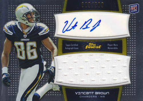 2011 Rookie Jersey Autografo Vincent Brown 9/589 Wr Chargers