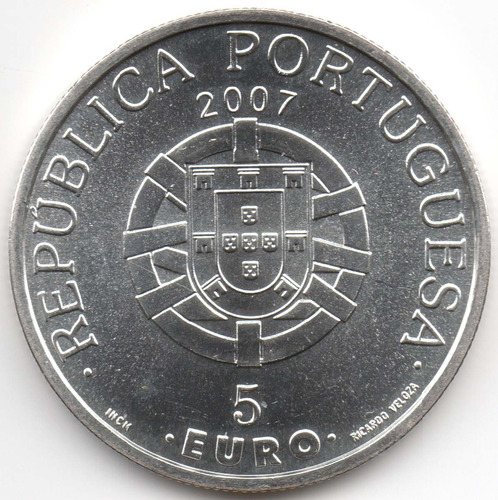Portugal 5 Euros 2007 Unesco Plata Sin Circular