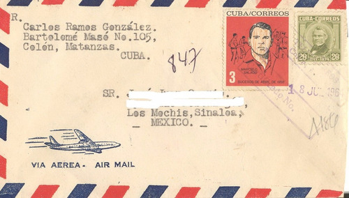 L602-cuba Carta Circulada Registrada De Cuba-mochis-año 1964