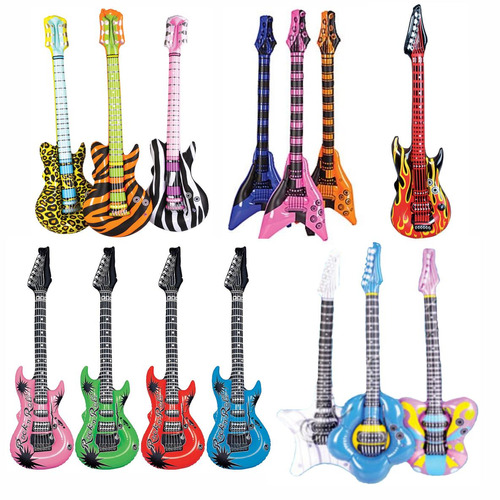 10 Guitarras Inflable Surtidas Por 45 Pesos Fiesta Boda Rock