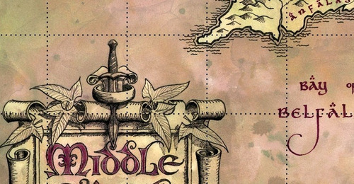 Mapa 65x65cm Terra Media Poster - Senhor Dos Aneis - Hobbit