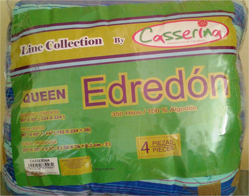 Set Edredón 4pz -350 Hilos-100% Algodón - Queen Casserina