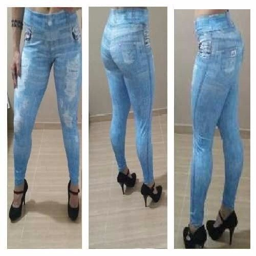 calça legging com estampa jeans