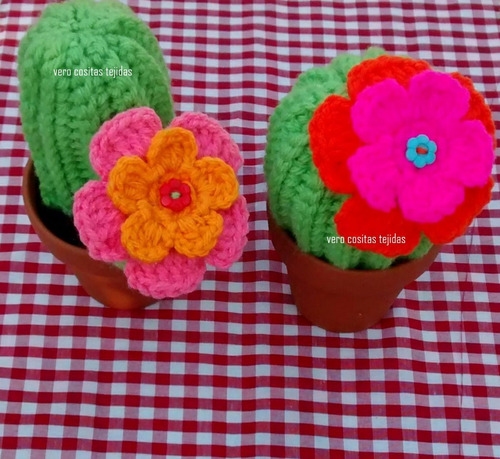 Cactus Tejidos Al Crochet - Souvenirs - Adorno Maceta Num 8