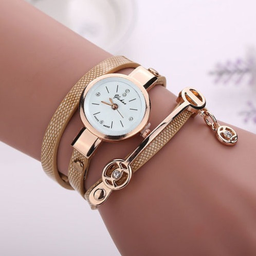 Relógio Feminino Bracelete Strass Dourado Pulseira 3 Voltas