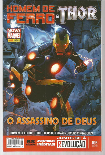 Homem De Ferro & Thor N° 5 - O Assassino De Deus - 68 Páginas - Em Português - Editora Panini 05 - Formato 16 X 21 - Capa Mole - 2014 - Bonellihq Cx441 H18