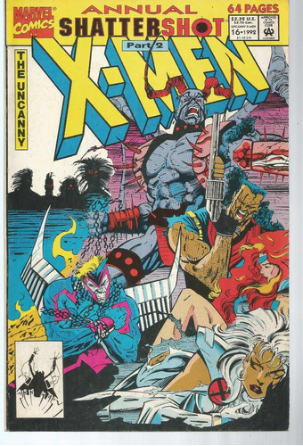 The Uncanny X-men Annual Nº 16 - Shattershot Part 2 - Editora Marvel - 64 Páginas Em Inglês - Capa Mole - 1992 - Bonellihq Cx241 Jan24