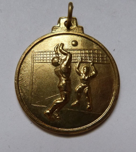 Antigua Medalla De Voley Dorada Sin Grabar 28 Mm