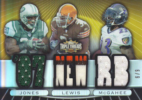 2007 Triple Jersey Jones Lewis Mcgahee /9 Jets Browns Ravens