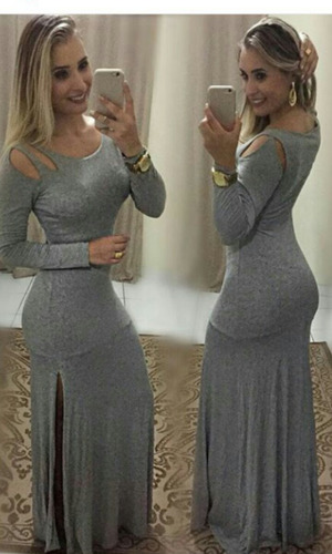 Vestido Fechado Manga Longa Muito Lindo