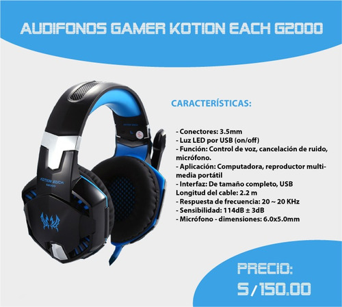 Audífono Gamer Kotion Each G2000