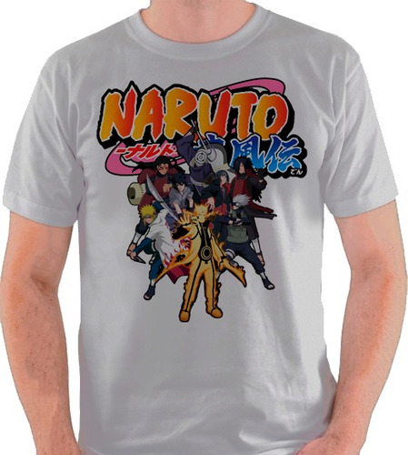 Camiseta Naruto Uzumaki Sasuke Kakashi Logo Camisa Blusa