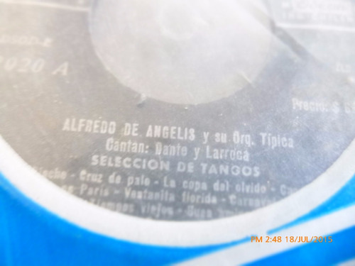 Vinilo Single De Alfredo De Angelis -- Seleccion De T ( R27