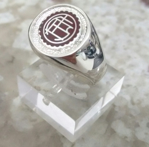 Anillo Sello Escudo Club De Futbol En Plata 925 Con Esmalte