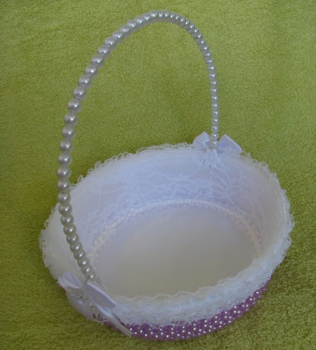 Cestinha Florista Para Casamento Peroladas - Cor Lilas