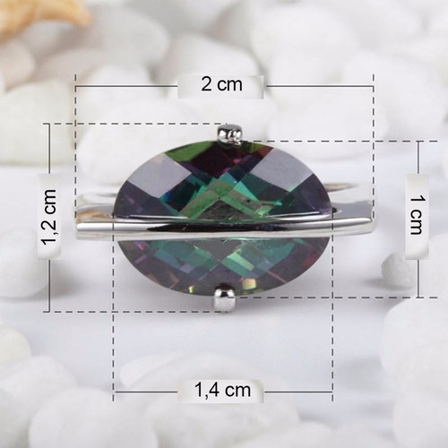 Anillo Plata 925 Diseno Topacio Mistico De Colores Xl