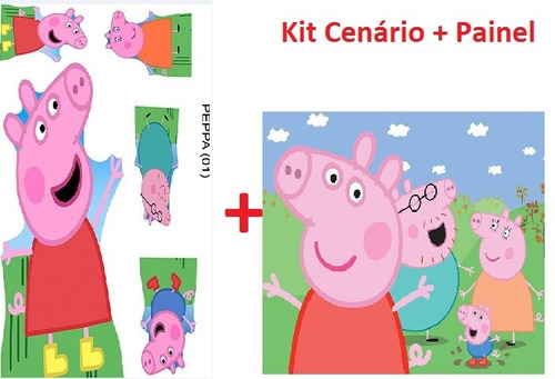 Kit Cenario Em Mdf+painel 2,00x1,00 Peppa