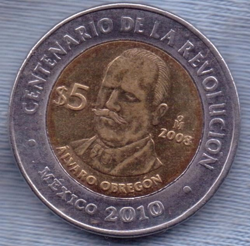 Mexico 5 Pesos 2008 Bimetalica * Centenario De La Revolucion
