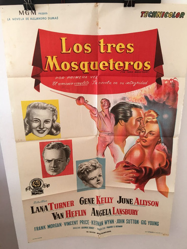 Afiche Original De Cine - Los Tres Mosqueteros