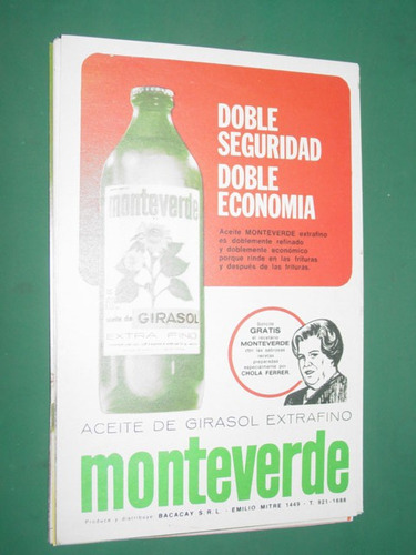 Publicidad Aceite De Girasol Monteverde Bacacay Botella