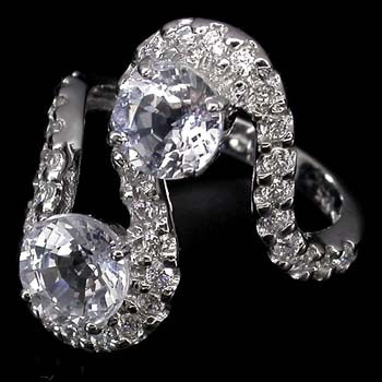Anillo De Plata Y Platino, Tanzanita Y Zafiros