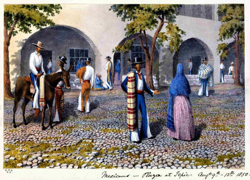 Lienzo Canvas Arte México Grabado Plaza Tepic 1850 50x69