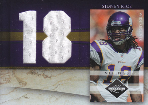 2010 Limited Jumbo Jersey Number Sidney Rice Wr Vikings /25