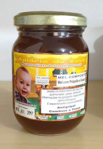 Imagem 1 de 10 de 2un Mel C/ Própolis, Guaco Eou Agrião-330g-produção Familiar
