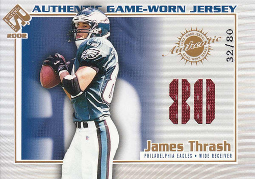 2002 Private Stock Jersey Number James Thrash 32/80 Eagles