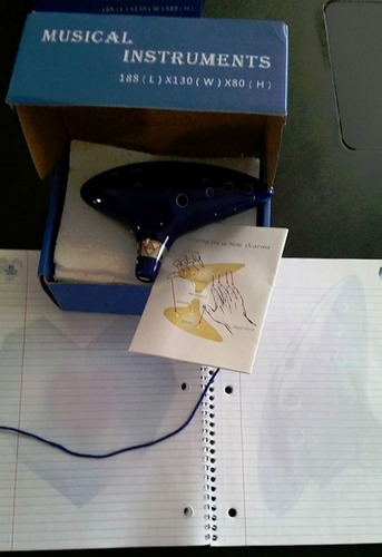 Ocarina Azul Celeste Ceramica Zelda Incluye Cuaderno