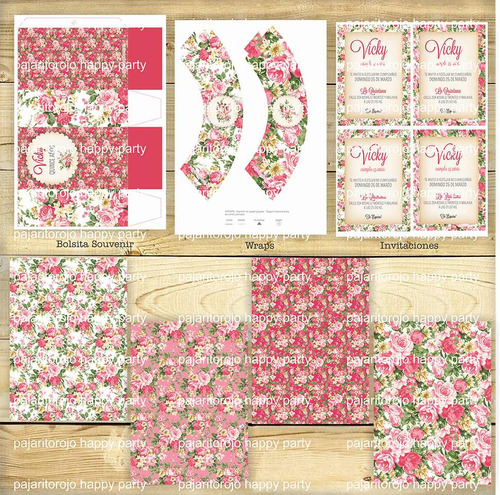 Kit Imprimible Shabby Rose Quinceaños