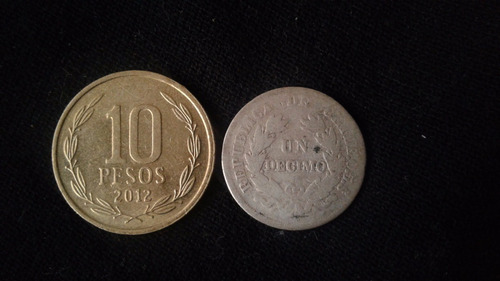 Moneda Un Decimo Plata 1880 (p03) (Usado)