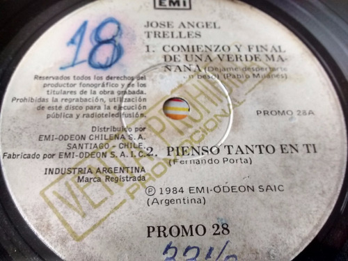 Vinilo  Ep De Jose Angel Trelles - Piensa Tanto   (n85