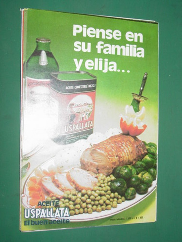 Clipping Publicidad De Aceite Uspallata Lata Botella Familia