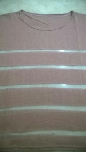 Camiseta/blusa Manga Curta De Linha Com Transparência - Nova