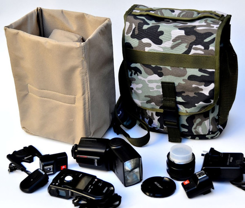 Imagen 3 de 10 de Bolso Morral Cámara Fotográfica P Nikon Canon Sony Camuflado