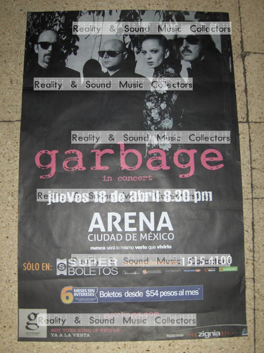 Garbage Poster Arena Ciudad De Mexico 2013 De Coleccion