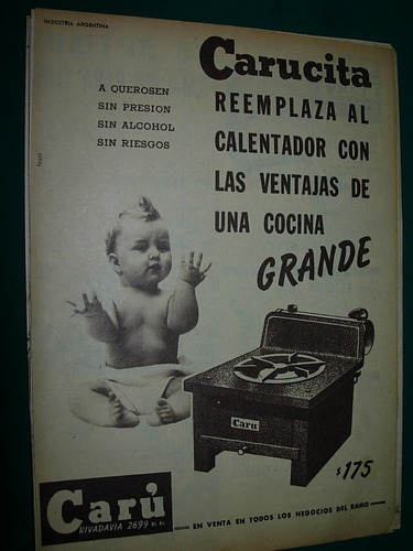 Publicidad Antigua Clipping Cocinas Caru Carucita Calentador