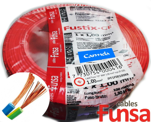 Cable Eléctrico Color Rojo Multifilar 1mm Rollo 100m Funsa!!