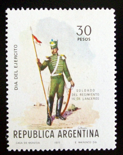 Argentina, Sello Gj 1775 Ejercito Reg Lanceros 77 Mint L5087