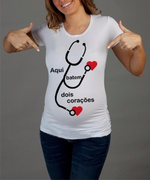 Camiseta Ou Bata Canoa Chá De Bebê Mãe Gestante Coração