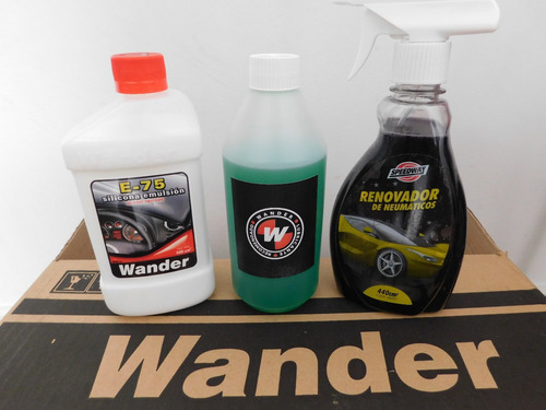 Combo Lavado Wander Moto Auto Shampoo Silicona Cubiertas