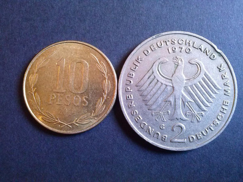 Moneda Alemania Federal 2 Mark 1970 Ceca G Níquel  (c25)