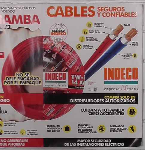 Imagen 4 de 6 de Cable Electrico Indeco Tw80 Thw90 12awg - 14awg ( A Tratar )