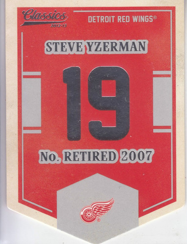 2012-13 Classics Banner Numbers Steve Yzerman Red Wings Nhl