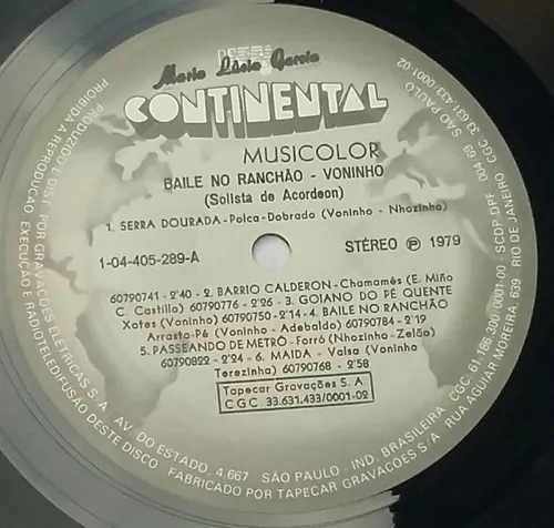 VONINHO: baile no ranchao MUSICOLOR 12 LP 33 RPM