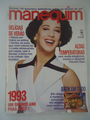 Manequim #397 Ano 1993 Cláudia Raia - Explicações E Moldes